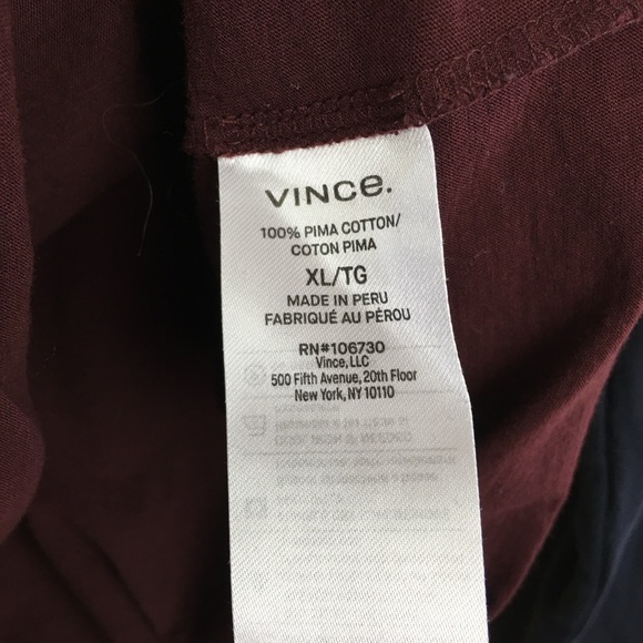 VINCE. 100% Pima Cotton Crew Neck Double Layer Ling Sleeve Tee In Size XL - Picture 8 of 9